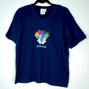Walt Disney World | NEW Vintage Blue T shirt Mickey Mouse Gloves Graphic Epcot L